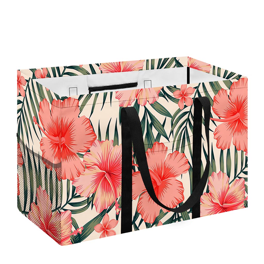 Exotic Tropical Hibiscus Pattern Print Utility Tote Bag