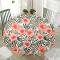 Exotic Tropical Hibiscus Pattern Print Waterproof Round Tablecloth
