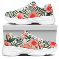 Exotic Tropical Hibiscus Pattern Print White Chunky Shoes