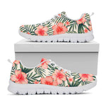 Exotic Tropical Hibiscus Pattern Print White Running Shoes