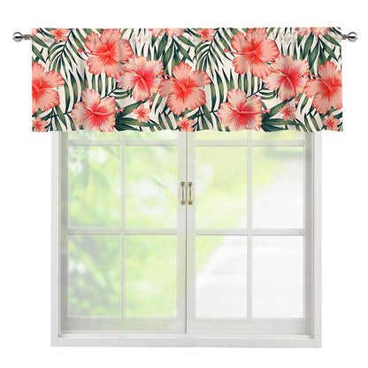 Exotic Tropical Hibiscus Pattern Print Window Valance