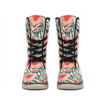 Exotic Tropical Hibiscus Pattern Print Winter Boots