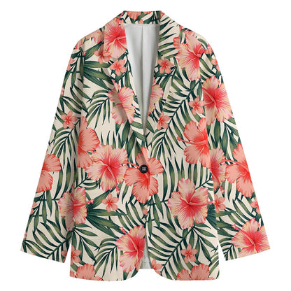 Exotic Tropical Hibiscus Pattern Print Women's Blazer