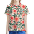 Exotic Tropical Hibiscus Pattern Print Women's Polo Shirt