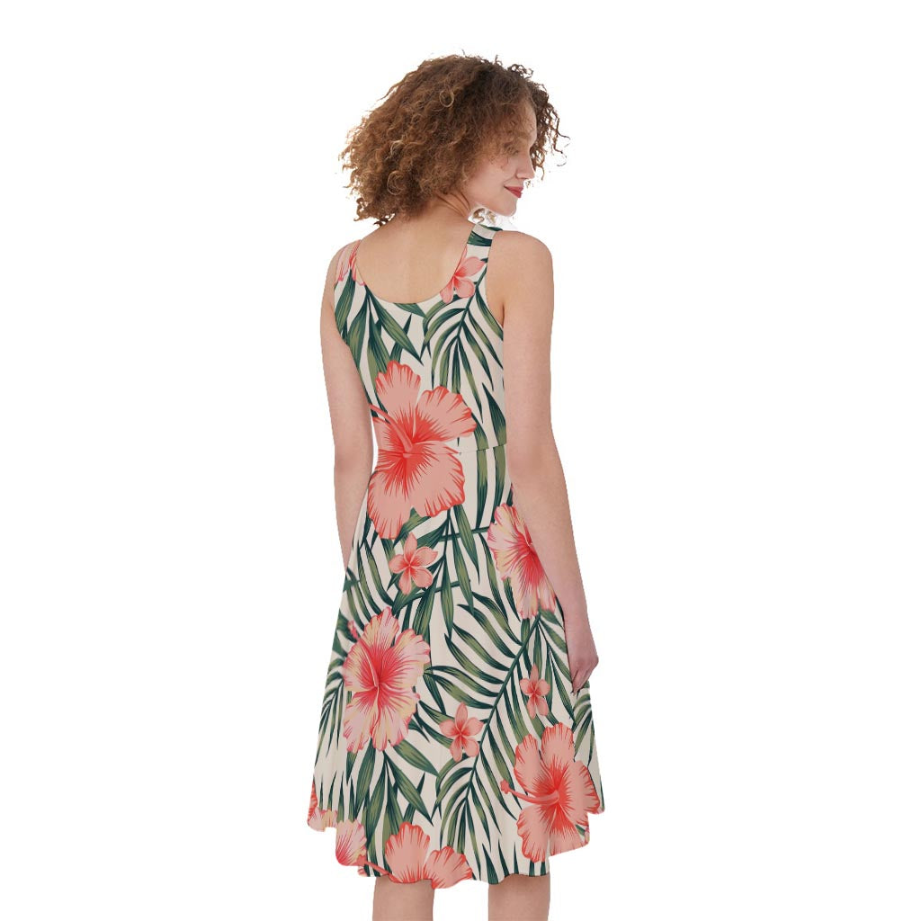 Exotic Tropical Hibiscus Pattern Print Women's Sleeveless Dress