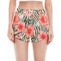 Exotic Tropical Hibiscus Pattern Print Women's Split Running Shorts