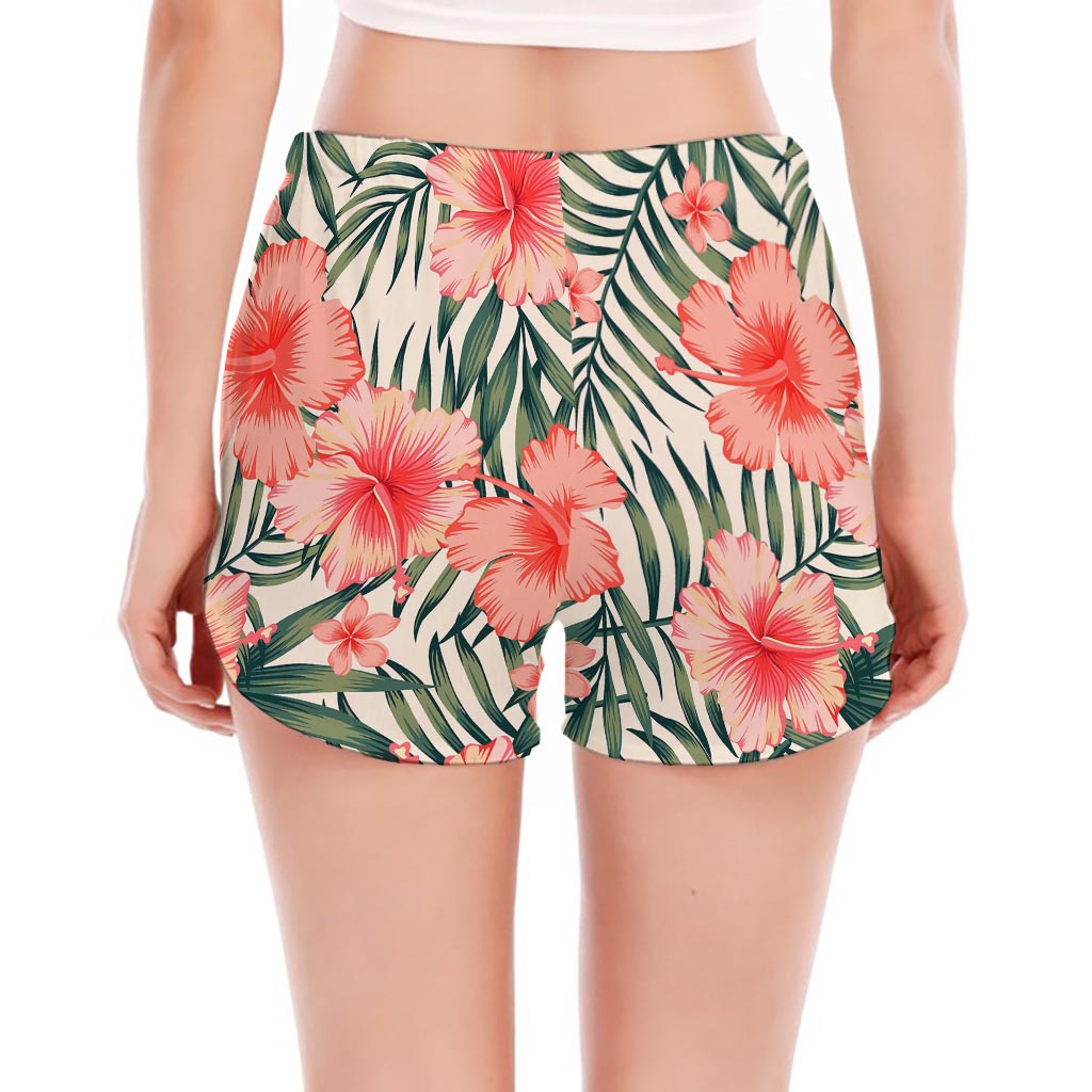 Exotic Tropical Hibiscus Pattern Print Women's Split Running Shorts