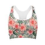 Exotic Tropical Hibiscus Pattern Print Women's Sports Bra