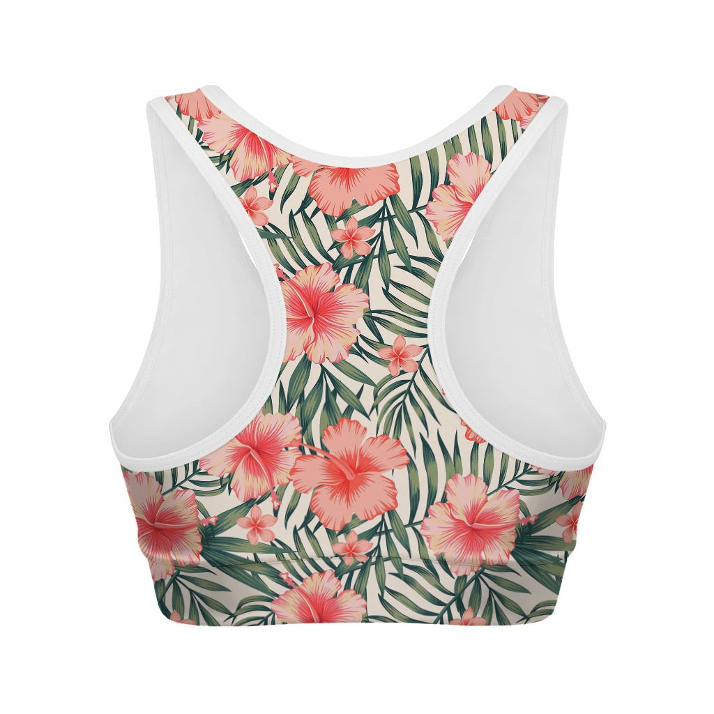 Exotic Tropical Hibiscus Pattern Print Women's Sports Bra
