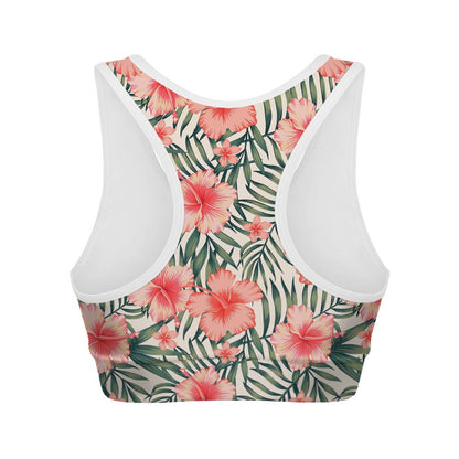 Exotic Tropical Hibiscus Pattern Print Women's Sports Bra