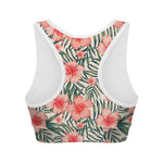 Exotic Tropical Hibiscus Pattern Print Women's Sports Bra