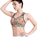 Exotic Tropical Hibiscus Pattern Print Women's Sports Bra