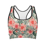 Exotic Tropical Hibiscus Pattern Print Women's Sports Bra