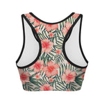 Exotic Tropical Hibiscus Pattern Print Women's Sports Bra