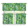 Exotic Tropical Leaf Pattern Print 3 Piece Kitchen Curtains