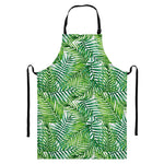 Exotic Tropical Leaf Pattern Print Bib Apron With Pocket