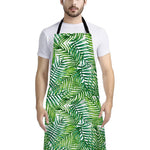 Exotic Tropical Leaf Pattern Print Bib Apron With Pocket