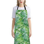 Exotic Tropical Leaf Pattern Print Bib Apron With Pocket