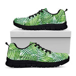 Exotic Tropical Leaf Pattern Print Black Running Shoes