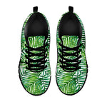 Exotic Tropical Leaf Pattern Print Black Running Shoes