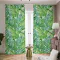 Exotic Tropical Leaf Pattern Print Dimout Pencil Pleat Curtains