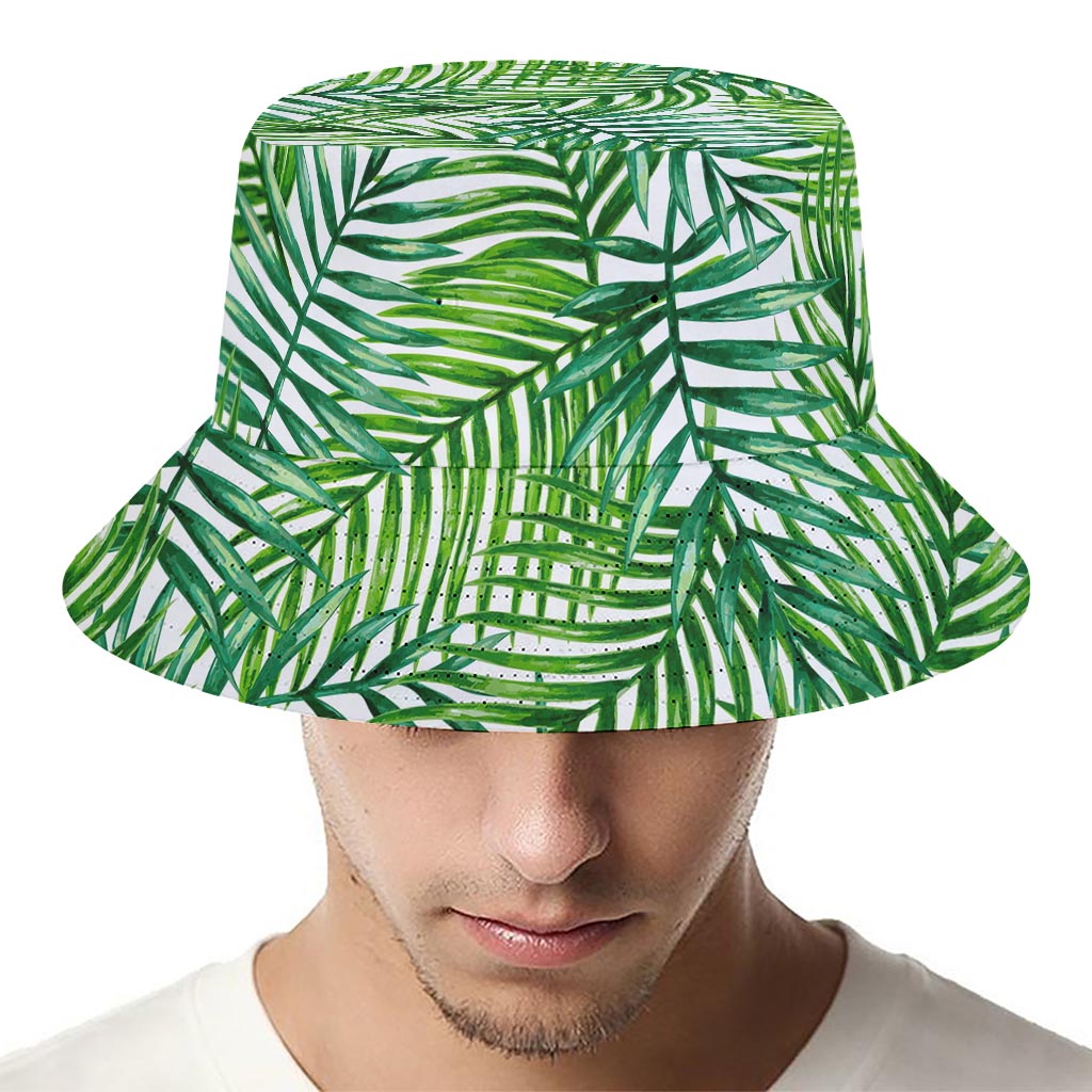 Exotic Tropical Leaf Pattern Print Bucket Hat