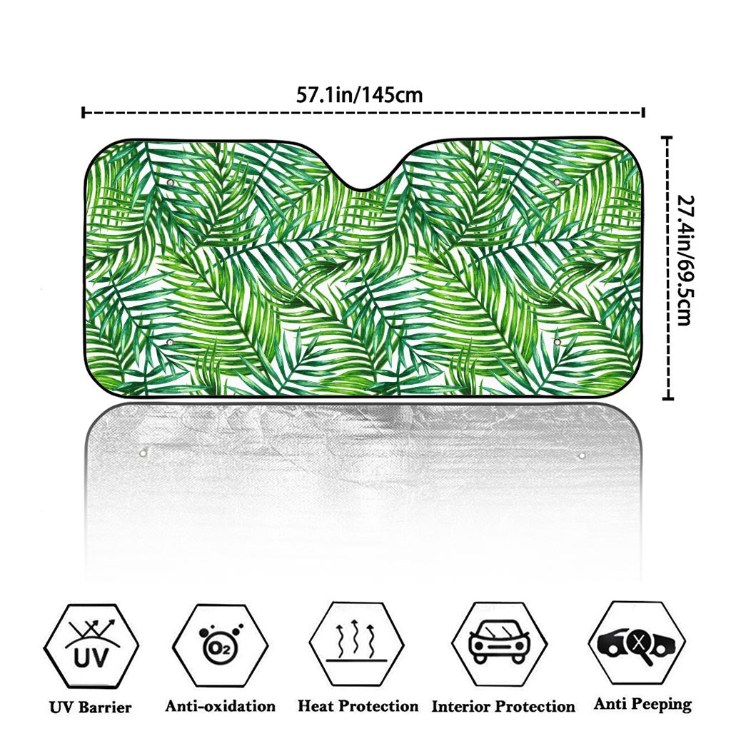 Exotic Tropical Leaf Pattern Print Car Windshield Sun Shade