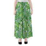 Exotic Tropical Leaf Pattern Print Chiffon Maxi Skirt
