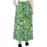 Exotic Tropical Leaf Pattern Print Chiffon Maxi Skirt