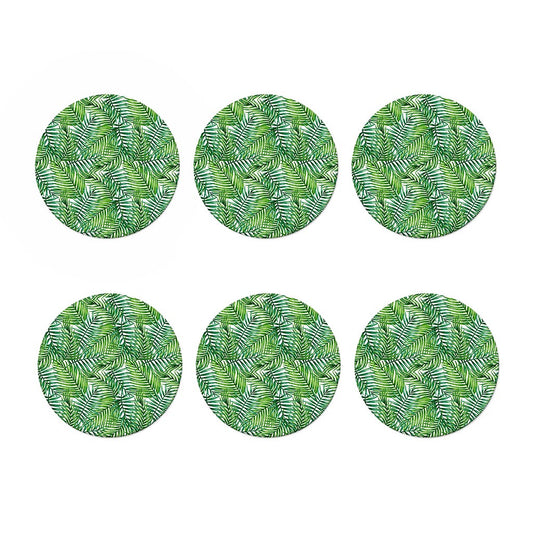 Exotic Tropical Leaf Pattern Print Coaster Set