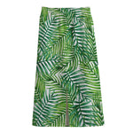 Exotic Tropical Leaf Pattern Print Cotton Front Slit Maxi Skirt