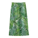 Exotic Tropical Leaf Pattern Print Cotton Front Slit Maxi Skirt