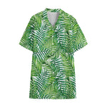 Exotic Tropical Leaf Pattern Print Cotton Hawaiian Shirt