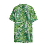 Exotic Tropical Leaf Pattern Print Cotton Hawaiian Shirt