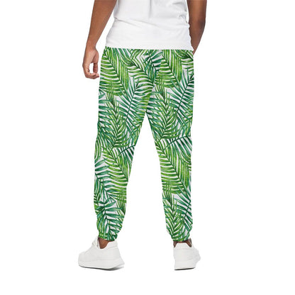 Exotic Tropical Leaf Pattern Print Cotton Pants