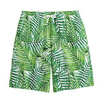 Exotic Tropical Leaf Pattern Print Cotton Shorts