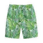 Exotic Tropical Leaf Pattern Print Cotton Shorts