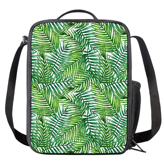 Exotic Tropical Leaf Pattern Print Crossbody Lunch Bag