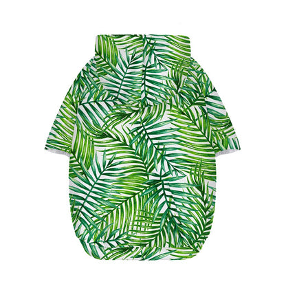 Exotic Tropical Leaf Pattern Print Dog Zip Up Hoodie