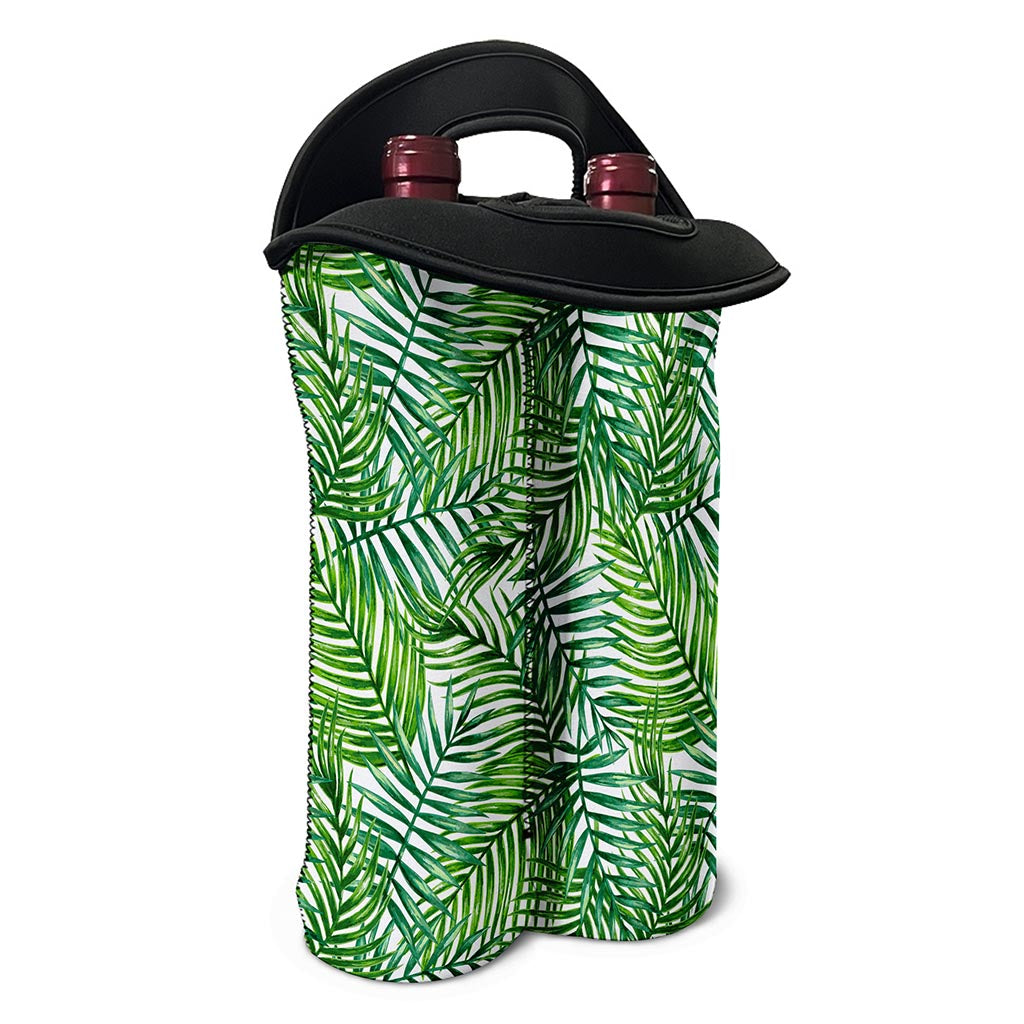 Exotic Tropical Leaf Pattern Print Double Neoprene Wine Tote