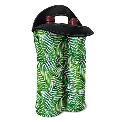 Exotic Tropical Leaf Pattern Print Double Neoprene Wine Tote