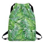 Exotic Tropical Leaf Pattern Print Drawstring Backpack