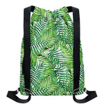 Exotic Tropical Leaf Pattern Print Drawstring Backpack