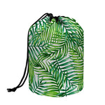 Exotic Tropical Leaf Pattern Print Drawstring Makeup Bag