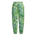 Exotic Tropical Leaf Pattern Print Fleece Lined Knit Pants