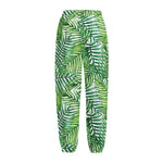 Exotic Tropical Leaf Pattern Print Fleece Lined Knit Pants