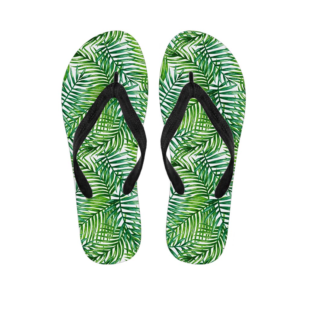 Exotic Tropical Leaf Pattern Print Flip Flops