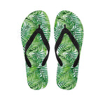 Exotic Tropical Leaf Pattern Print Flip Flops
