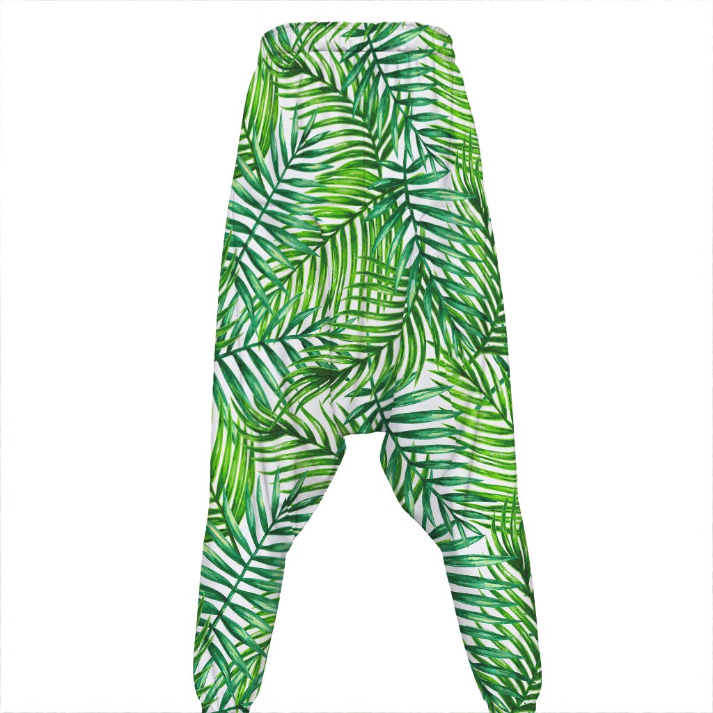Exotic Tropical Leaf Pattern Print Hammer Pants