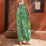 Exotic Tropical Leaf Pattern Print Harem Pants